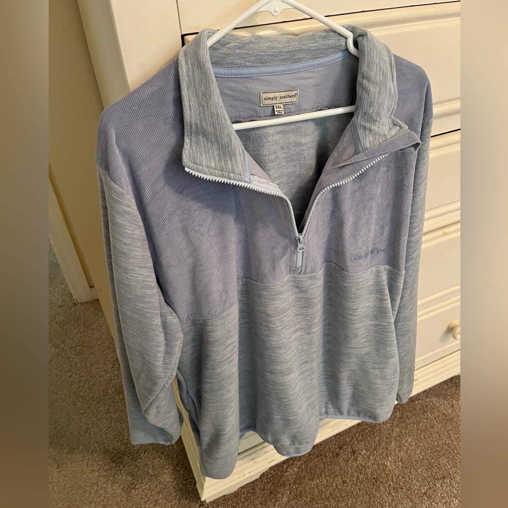 EUC Simply Southern Corduroy and Fleece Quarter Zip XXL Light Blue
